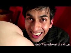 Indian amateur guy gives blonde hooker a rimjob
